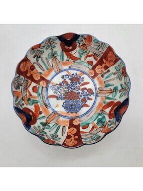 Antique 19th C Japanese Imari Porcelain Polychrome Bowl